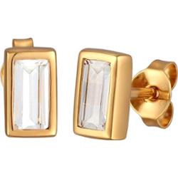 KUZZOI Kolczyki męskie prostokąt z topazem ze srebra próby 925 1 ct Męskie