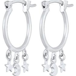 Elli Damskie kreole Star Moon Astro Trend w srebrze próby 925 Sterling Silver Kolczyki koła 1 ct