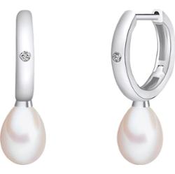 Lulu & Jane Srebro wysokiej pr óby Brylant Perła hodowlana słodkowodna Kolczyki koła 1 ct Damski