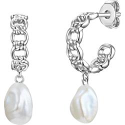 Glanzstücke München Srebrne kolczyki kreole srebro wysokiej próby Perła hodowlana słodkowodna srebrny Kolczyki 1 ct Damski