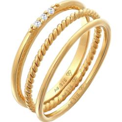 Elli Damski do łączenia Basic zestaw 3 częściowy z kryształami cyrkonii w srebrze 925 Sterling Silver Pierścionki 1 ct