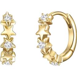 Glanzstücke München Srebrne kolczyki kreole Gwiazdy srebro wysokiej próby Cyrkonia żółte złoto Kolczyki 1 ct Damski