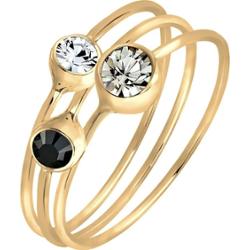 Elli Damski zestaw 3 eleganckich zegarków z kryształami ze srebra próby 925 Pierścionki 1 ct