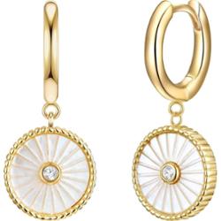 Glanzstücke München Srebrne kolczyki kreole srebro wysokiej próby Cyrkonia Masa perłowa żółte złoto Kolczyki 1 ct Damski