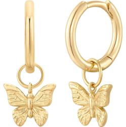 Glanzstücke München Srebrne kolczyki kreolki Motyl Srebro wysokiej próby Żółte złoto Kolczyki 1 ct Damski