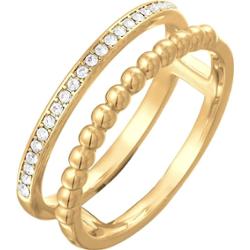 Elli Damski zegarek Statement Double Row Ball w kolorze srebrnym z kryształkami Pierścionki 1 ct