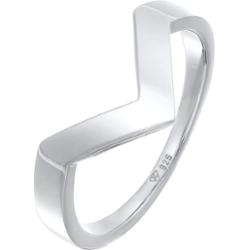 Elli PREMIUM Damski w kształcie litery V Geo Basic w rodowanym srebrze 925 Sterling Silver Pierścionki 1 ct
