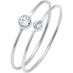 Elli Komplet damski Elegancki zestaw podstawowy z kryształami wykonany ze srebra próby 925 Sterling Silver Pierścionki 1 ct Damski