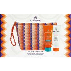Collistar ZESTAW AKTYWNY KREM DO OPALANIA TWARZ/CIAŁO SPF 50+ + NAWILŻAJĄCY BALSAM PO OPALANIU + KOSMETYCZKA Zestawy prezentowe 1 ct Damski