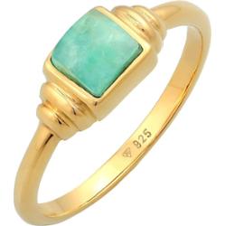 Elli PREMIUM Damski soliter Vintage kwadrat z amazonitem w pozłacanym srebrze 925 Sterling Silver Pierścionki 1 ct