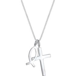 Elli Damski wisiorek Krzyż Rybka wykonany z srebra próby 925 Sterling Silver Naszyjniki 1 ct