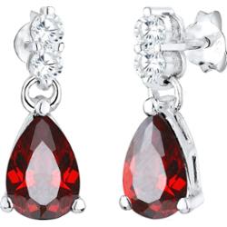 Elli Damska zawieszka do ucha Kropla Elegancka Czerwona z Kryształkami Cyrkonii w srebrze 925 Sterling Silver Kolczyki 1 ct Damski