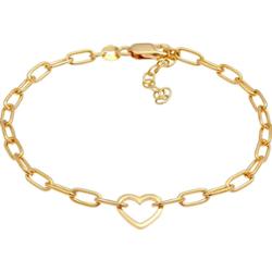 Elli Owalny trend w owalnym łańcuchu damskiego serca w 925 Sterling Silver Gold platerowany Bransoletki 1 ct Damski