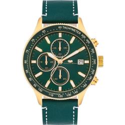Rhodenwald & Söhne Chronograf Karthago II żółte złoto Skóra naturalna Zielony Zegarki 1 ct Męskie
