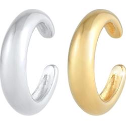 Elli Damski nausznica zestaw Bi-Color okrągła zakrzywiona Blogger Trend w pozłacanym srebrze 925 Sterling Silver Kolczyki 1 ct
