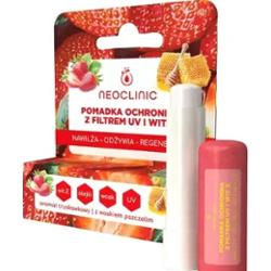 Neoclinic Pomadka ochronna z filtrem UV i witaminą E smak truskawka x 1 sztuka