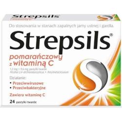 STREPSILS pomarańczowy z Witamina C x 24 pastylki