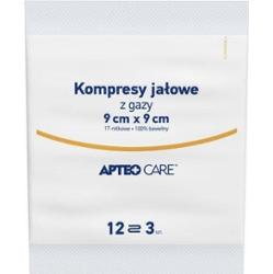 KOMPRESY Z GAZY JAŁOWE APTEO 9 x 9cm x 3 sztuki