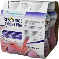 Resource Diabet Plus smak truskawkowy 200ml x 4 sztuki