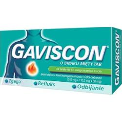 Gaviscon o smaku mięty TAB x 24 tabletki do rozgryzania i żucia