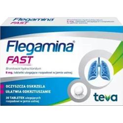 Flegamina Fast 8mg x 20 tabletek ulegających rozpadowi w jamie ustnej