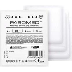 PASOMED Kompresy jałowe 5x5 17-nitkowe 8-warstwowe x 3 sztuki