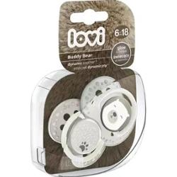 LOVI Smoczek uspokajający silikonowy dynamiczny Buddy Bear (6-18 m-cy) x 2 sztuki 22/865