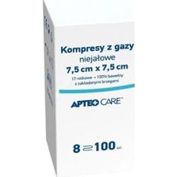 APTEO Kompresy gazowe niejałowe 17n/8w 7,5cm x 7,5cm x 100 sztuk