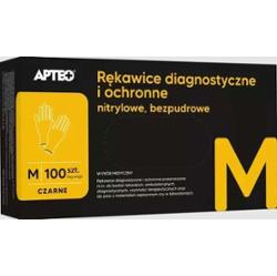 Rękawice diagnostyczne i ochronne nitrylowe bezpudrowe czarne M APTEO x 100 sztuk