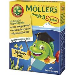 Moller's Omega-3 Rybki żelki jabłkowe x 36 sztuk