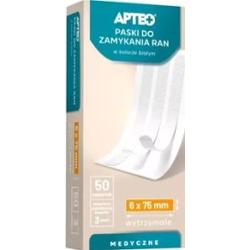 Apteo Paski do zamykania ran zestaw w kolorze białym 6 x 75mm x 3 sztuk