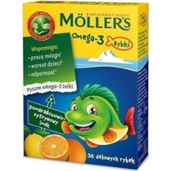 MOLLER'S Omega-3 Rybki pomarańczowo-cytrynowe x 36 żelek
