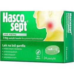 Hascosept smak miętowy x 24 pastylki twarde do ssania