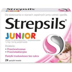 STREPSILS JUNIOR x 24 pastylki smak truskawkowy