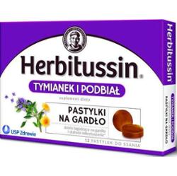 Herbitussin Tymianek i Podbiał Pastylki na Gardło x 12 pastylek