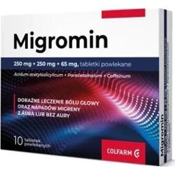 Migromin 250mg+250mg+65mg x 10 tabletek