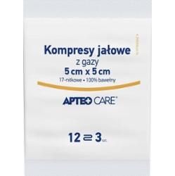 KOMPRESY Z GAZY JAŁOWE APTEO 5 x 5cm x 3 sztuki