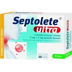 Septolete Ultra o smaku cytryny i miodu x 16 pastylek do ssania
