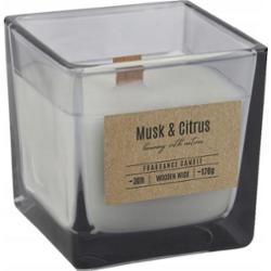 Bispol snk80-070-328 PIŻMO i CYTRUSY świeca zapachowa w szkle z drewnianym knotem