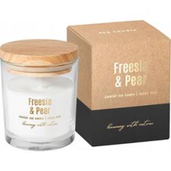 Bispol sn73-326 FREZJA & GRUSZKA sojowa świeca zapachowa w szkle - 28h