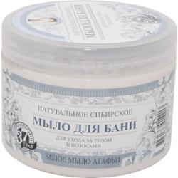 Babuszka Agafia białe mydło Agafii 37 ziół. Naturalne syberyjskie mydło bania do pielęgnacji ciała i włosów, 500ml
