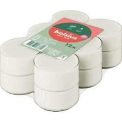 Bolsius podgrzewacze bezzapachowa białe Maxi Light 8 godzinne przezroczysta osłonka 12 sztuk