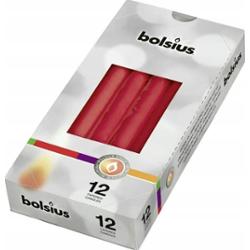 Bolsius Czerwona świeca stołowa szpica 245/24mm - 12 sztuk