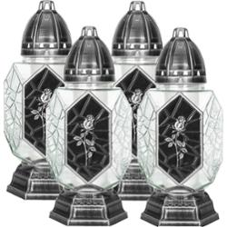 Bispol 4073 Róża na czarnym tle znicz szklany 4 sztuki