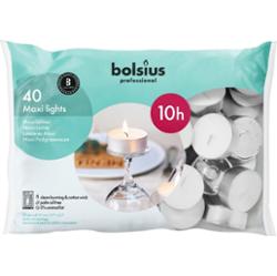 Bolsius podgrzewacze bezzapachowe białe Maxi Light 10 godzinne worek foliowy 40 sztuk