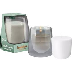 Bolsius CleanLight CYPRYS i AMBER szary świecznik z wymienną wkładką zapachową