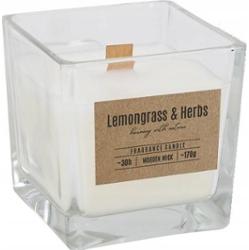 Bispol snk80-000-350 TRAWA CYTRYNOWA i ZIOŁA świeca zapachowa w szkle z drewnianym knotem