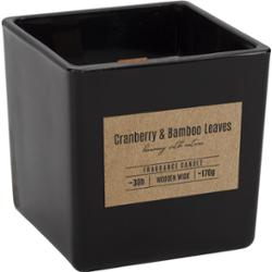 Bispol snk80-095-351 ŻURAWINA i LIŚCIE BAMBUSA świeca zapachowa w szkle z drewnianym knotem