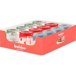 Bolsius świąteczna świeca zapachowa w szkle 82/68 tacka 12 sztuk mix zapachów
