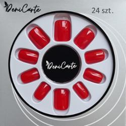 DeniCarte Square - krótkie gotowe tipsy do stylizacji paznokci, różne kolory Red Classic | Klasyczna czerwień